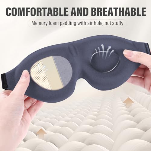 YIVIEW Sleep Mask for Side Sleeper, Light Blocking Zero Pressure Blindfold - color: Grey