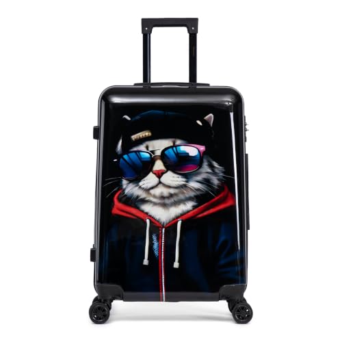 InUSA Cat Print 24-Inch Hardside Spinner Luggage Lightweight & TSA Lock - color: Cat, size: 24 Inch