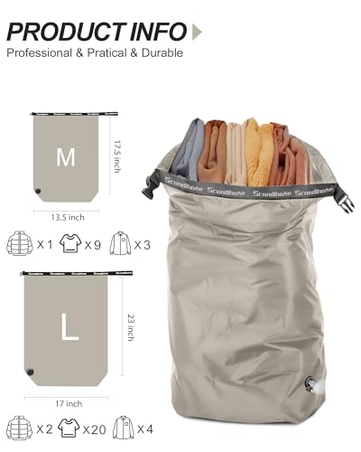 Compression Travel Laundry Bag for Dirty Clothes, Pump-Free Laundry Bag - color: Grey, size: Medium