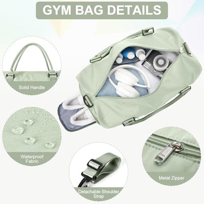 Gym Bag Womens with Shoes Compartment Travel Duffel Bag Grass Green - color: B18-Grass Green+Toiletry Bag