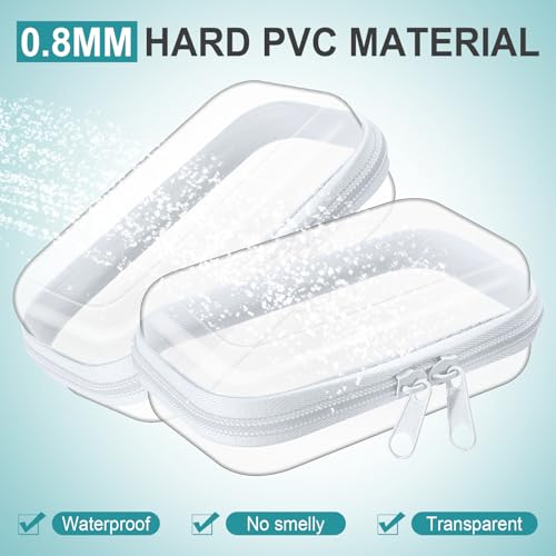 Ceenna 2 Pcs Clear Zipper Case Hard Shell Pouches,2 Mini - size: 2 Mini