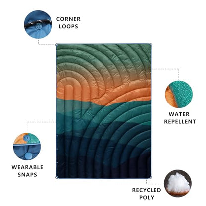 Puffy Camping Blanket,Mini Camp Blanket Outdoor Camping Quilt Waterproof - color: Dawn, size: 39x55"
