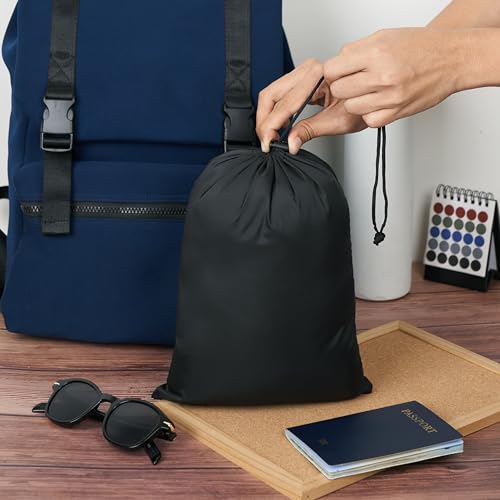 Drawstring Bag - UltraLight Nylon Cinch and Ditty Pouch For Home, Office, Outdoor (5 pack, Black) (Black, 9 x 12 inch) - size: 9 x 12 inch