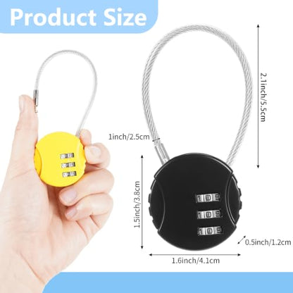 Moxweyeni 8 Pack 3 Digit Combination Cable Padlock,Multi Color - color: Multi Color