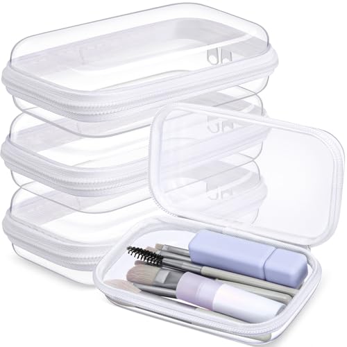 Hoolerry 3 Pcs Clear Hard Zipper Case Plastic Zipper Pouch, White, S - color: White, size: S