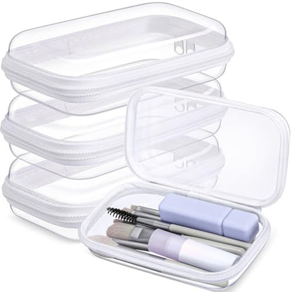 Hoolerry 3 Pcs Clear Hard Zipper Case Plastic Zipper Pouch, White, S - color: White, size: S
