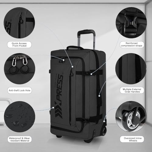 30" Expandable 15% Rolling Duffle Bag w/Wheels and Handle - color: 30''-Black, size: 30in