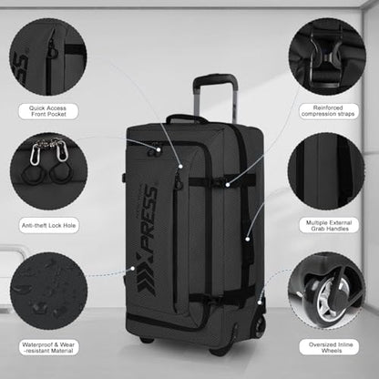 30" Expandable 15% Rolling Duffle Bag w/Wheels and Handle - color: 30''-Black, size: 30in