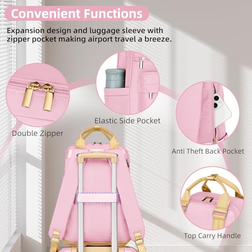 LARVENDER Expandable Carry on Luggage Sets 3 Piece Suitcases Set, Pink - color: Pink, size: 3 piece set(BP/TB/20)