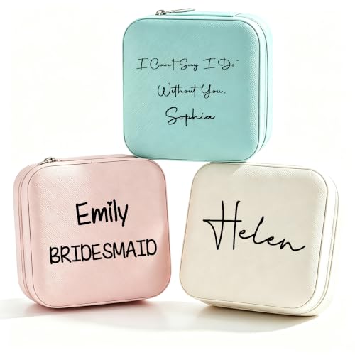 1PC Personalized Bridesmaid Proposal Gift Box, Custom Travel Jewelry Box with Name, Bridesmaid Bachelorette Gifts Maid of Honor Gifts, 4th of July Party Favors - style: Name Jewelry Box