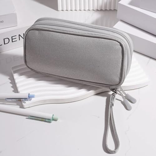 Portable Travel Cable Organizer Pouch Double Layer for Chargers and Cables - color: Grey