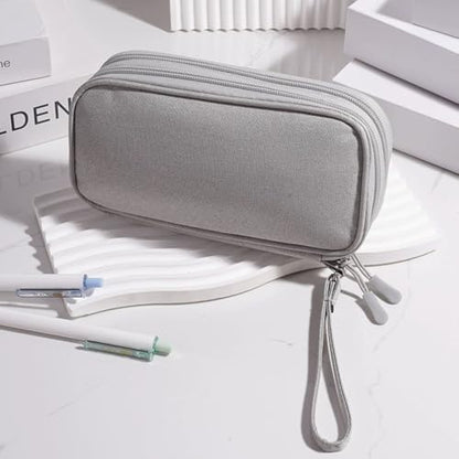 Portable Travel Cable Organizer Pouch Double Layer for Chargers and Cables - color: Grey
