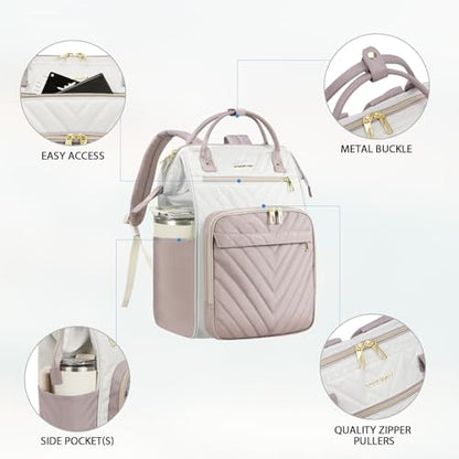 VANKEAN 17.3 Inch Laptop Backpack for Women Large Capacity - color: Beige/Dusty Pink, size: 17.3 Inch