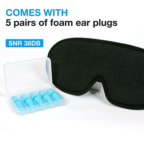 LYSIAN 3D Blackout Sleep Mask for Side Sleepers, 5 Pairs Ear Plugs, Black - color: Black