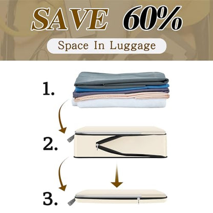 Hosuly 6 Pcs Compression Packing Cubes, 17.3 x 12.6'', Black, Gray, Beige - color: Black, Gray, Beige