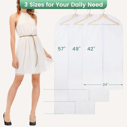 Carbrea 12 Pack Translucent Garment Bags for Hanging Clohes - 24" x 42" - size: 42 inch