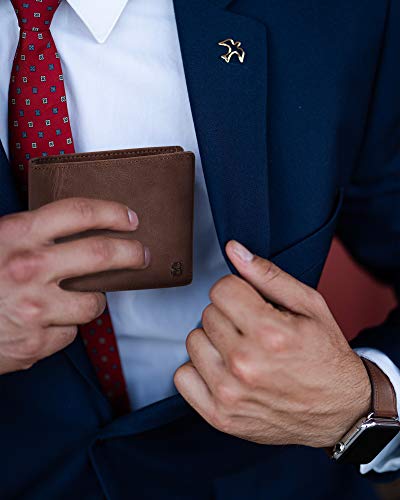 2 ID Window RFID Blocking Wallets for Men, Full Grain Leather Mens Bifold - color: Morning Roast Executive