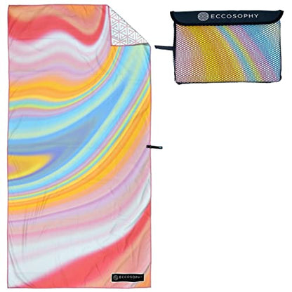 ECCOSOPHY Microfiber Beach Towel - Quick Dry, Sand Free and Oversized 71x35 - color: Maldives