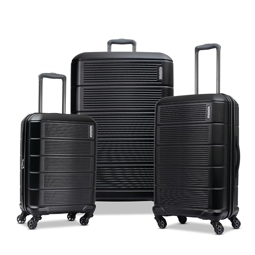 American Tourister Stratum 2.0 Hardside Expandable Luggage with Spinners | Jet Black | 3PC (CO/MED/LG) - color: Jet Black, size: 3-Piece Set (Carry on/Medium/Large)
