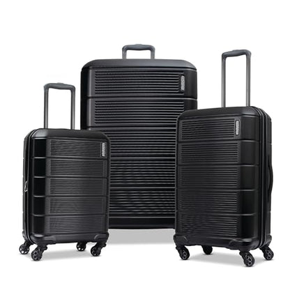 American Tourister Stratum 2.0 Hardside Expandable Luggage with Spinners | Jet Black | 3PC (CO/MED/LG) - color: Jet Black, size: 3-Piece Set (Carry on/Medium/Large)