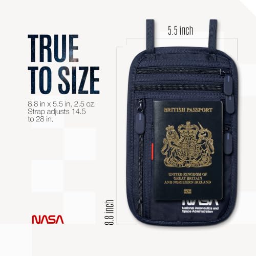 NASA Neck Wallet with RFID-Secured Passport Protection (Lunar Blue) - color: Lunar Blue
