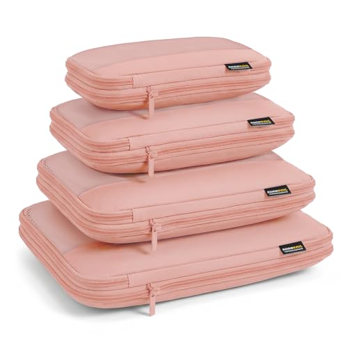 4 Piece Compression Packing Cubes for 3–7 Day Travel, Dusty Pink - color: Dusty Pink, size: 4 Pack