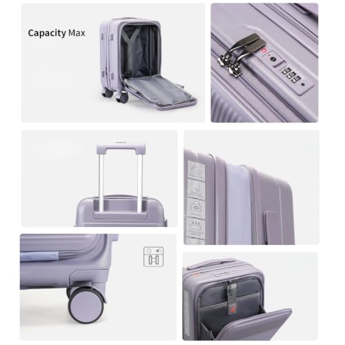 16" Underseat Luggage, Front Opening Carry On, Purple - color: Purple