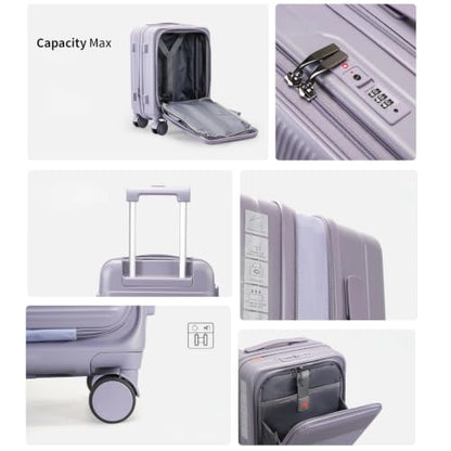 16" Underseat Luggage, Front Opening Carry On, Purple - color: Purple