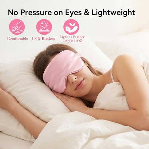 4pcs Sleep Mask, Silk Eye Mask for Sleeping Eyes Cover Blackout Eye Masks, Elastic Adjustable Soft Night Eyes Shade for Sleeping Women Men