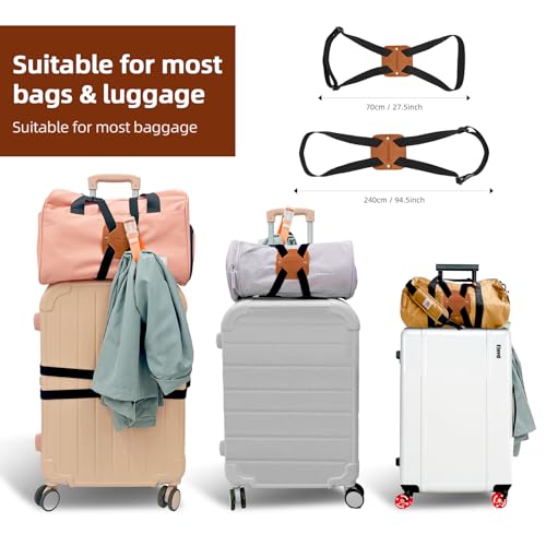 Luggage Straps Bag Bungees, Adjustable TSA-Approved – High Elastic Suitcase Belt for Securing Carry-On (1 Pack Brown) - color: S-Brown