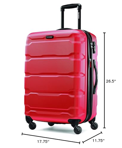 Samsonite Omni PC Hardside Expandable Luggage with Spinner Wheels, Checked-Medium 24-Inch, Red - color: Red, size: Checked-Medium 24-Inch