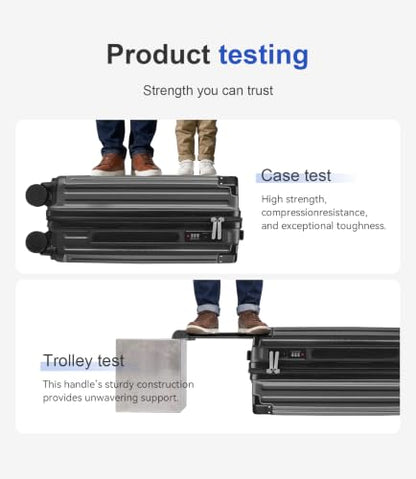 3-Piece ABS Spinner Luggage Set, 20/24/28 Inch Hard Shell Suitcases with Universal, Natural Graphite - color: B ++ Natural Graphite