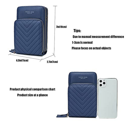 myfriday Small Cell Phone Crossbody Bag, Multi-pocket & 6 Card Slots - color: C-blue