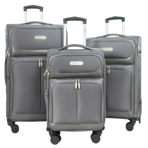 IZOD Ocean 3 Piece Softside Luggage Set with Spinner Wheels - color: Grey
