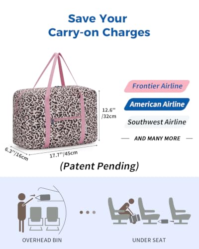 WANDF Personal Item Travel Bag, Carry On Duffle Bag Women - color: Light Pink