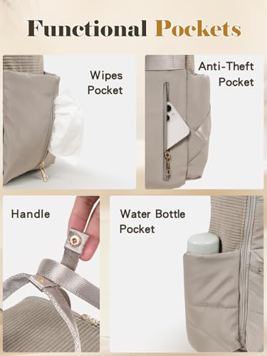 MOMINSIDE Diaper Bag Backpack Large Baby Diaper Bag With 15 Pockets,Patchwork Baby Travel Bag Organizer for Mom,4 Insulated Pockets,Changing Pad,Brown - color: Brown