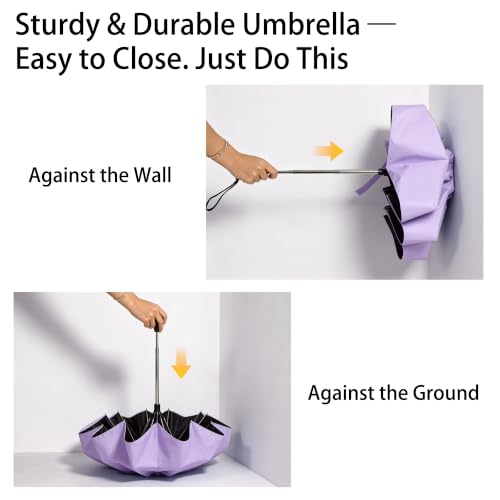 Automatic Mini Travel Umbrellas for Rain/Sun, Small Lightweight Folding Auto Open/Close Windproof Compact Umbrellas for Women Men, Fits Car & Backpack - color: Purple