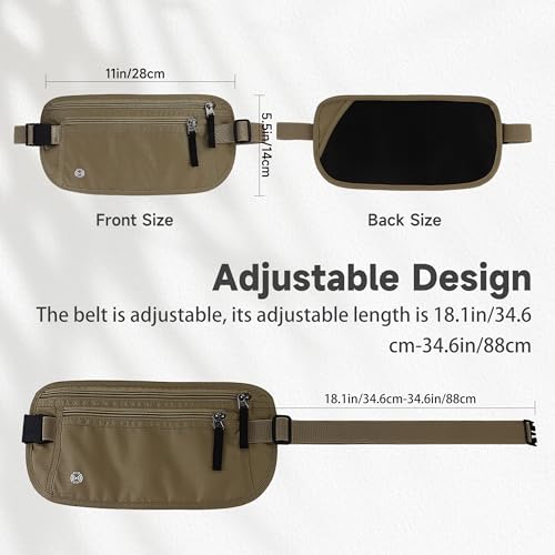 FuninCrea Waterproof Hidden Money Belt for Travel, Anti-Theft Belt Bag with RFID Blocking Function Adjustable Slim Waist Bag with 2 Zipper Pockets and 1 Back Pocket for Travel Running (Style 2, Black) - color: Style 2, Black