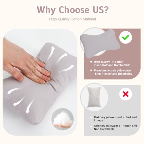 vocheer Small Pillow with Removable Cover, 11"x 7" Tiny Travel Pillow 1PC - color: Dove-1pc