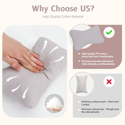 vocheer Small Pillow with Removable Cover, 11"x 7" Tiny Travel Pillow 1PC - color: Dove-1pc