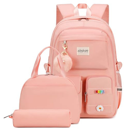 abshoo School Backpack for Girls Teen Elementary Middle High School Bookbag - color: Peach Pink
