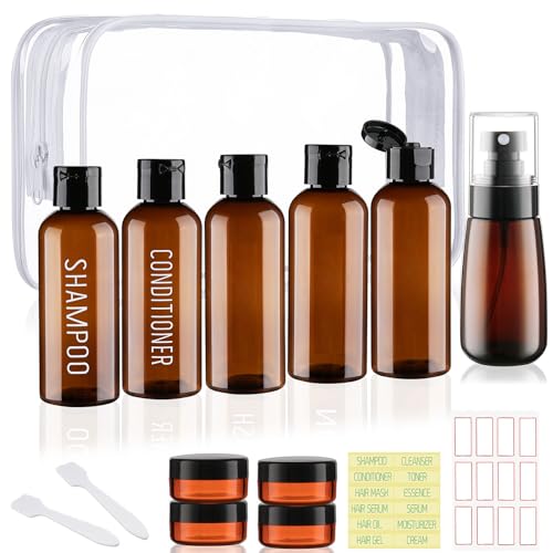 10 Pack 3.4oz Pre-print Brown Travel Bottles for Toiletries - color: C-Amber