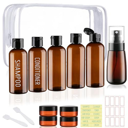 10 Pack 3.4oz Pre-print Brown Travel Bottles for Toiletries - color: C-Amber