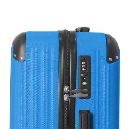 3-Piece Luggage Set 3 (20"/24"/28"), Hardside Suitcases with 8 Spinner Wheels, Scratch-Resistant ABS Shell, set2, set3 Travel Suitcase, TSA Lock (Ribbed Surface, Blue) - color: Blue, style: Ribbed Surface