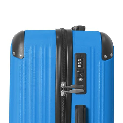 3-Piece Luggage Set 3 (20"/24"/28"), Hardside Suitcases with 8 Spinner Wheels, Scratch-Resistant ABS Shell, set2, set3 Travel Suitcase, TSA Lock (Ribbed Surface, Blue) - color: Blue, style: Ribbed Surface