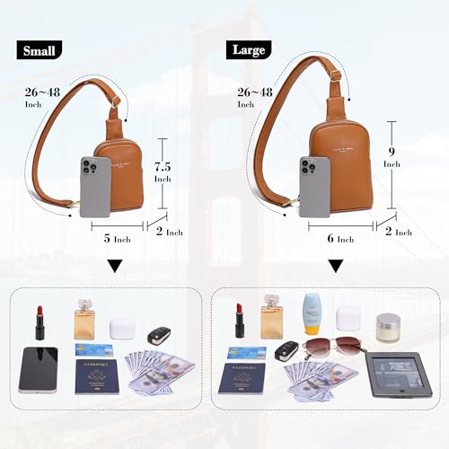 INICAT Small Crossbody Bags for Women, Mini Travel Sling Purse - color: Brown, size: Large