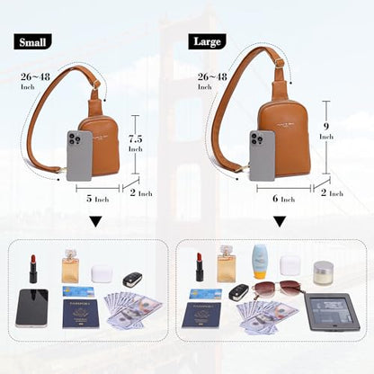 INICAT Small Crossbody Bags for Women, Mini Travel Sling Purse - color: Brown, size: Large