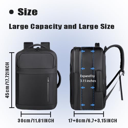 Vacuum-sealed travel computer backpack, Water-Resistant, With vacuum pump, Multiple Compartments, Anti-theft combination lock (jet black)