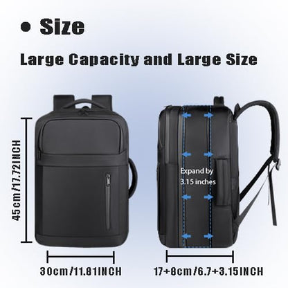 Vacuum-sealed travel computer backpack, Water-Resistant, With vacuum pump, Multiple Compartments, Anti-theft combination lock (jet black)