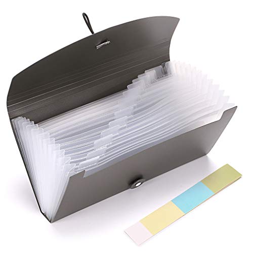 BTSKY 13 Pockets Expanding Check Bill File Folder-Hand-held, New Grey - color: Grey